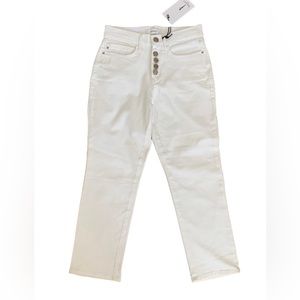 NEW SKINNY GIRL High Rise Straight Leg Ankle Crop Jeans White. SZ 25